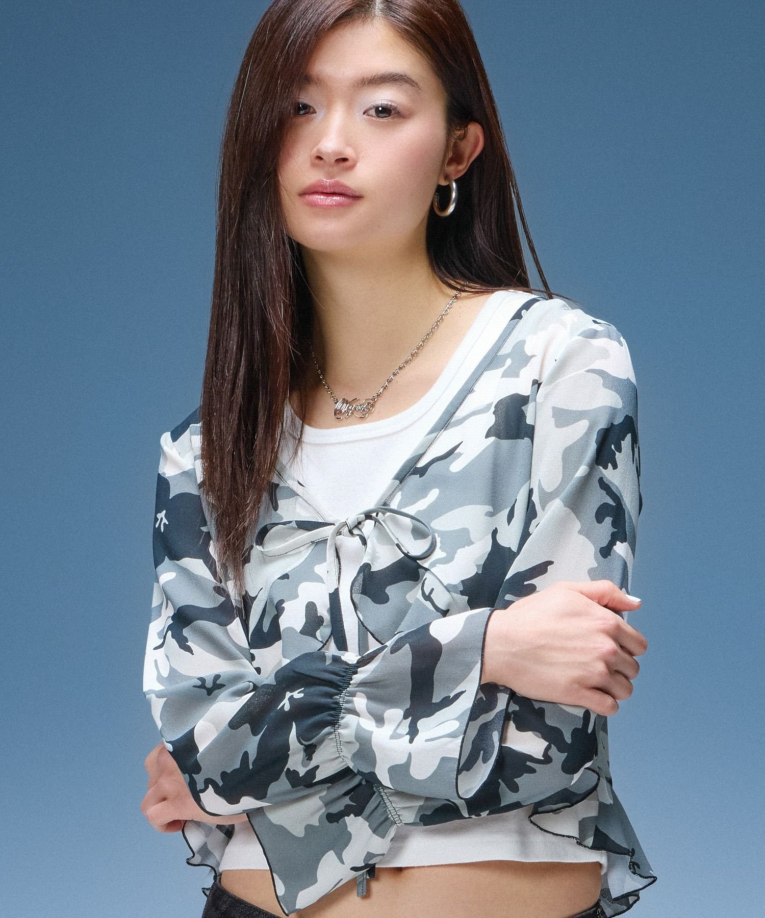 X-girl HIBISCUS CAMOUFLAGE BLOUSE エックスガール トップス シャツ・ブラウス