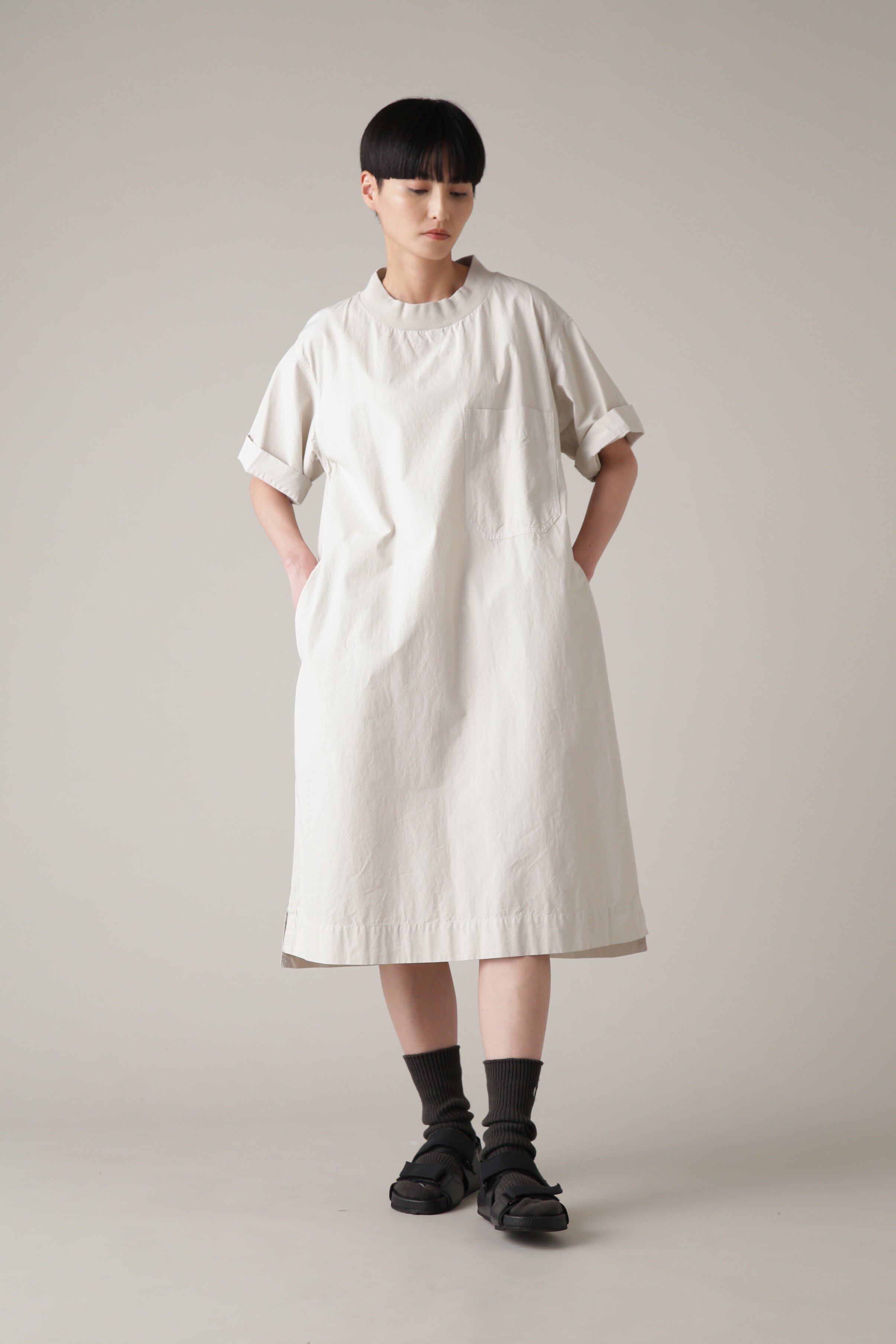 MHL. WASHED DRY COTTON POPLIN マーガレット ハウエル ワンピース ドレス その他のワンピース ドレス ホワイト グレー【送料無料】