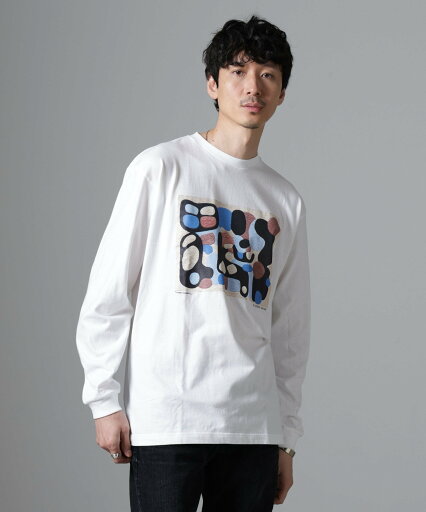NANO universe 「着るアート」YUTAKA KAWAI ロングスリーブTEE ナノユニバース トップス カットソー・Tシャツ ブラック ホワイト【送料無料】 NANO universe 「着るアート」YUTAKA KAWAI ロングスリーブTEE ナノユニバース トップス カットソー・Tシャツ ブラック ホワイト【送料無料】