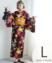【SALE/30%OFF】Nico@ntique ニコアンティーク 浴衣3点セット 赤と黒の立沸とレトロ花 Lサイズ ウタタネ 着物・浴衣・和装小物 浴衣【送料...