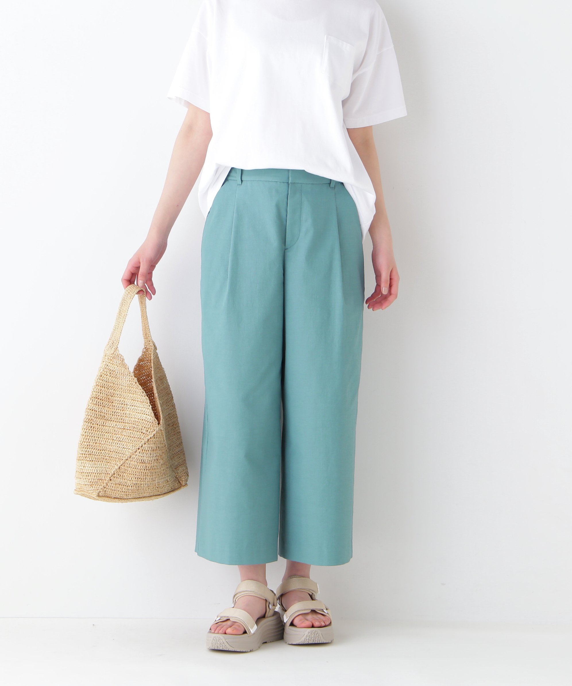 human woman ◆クールマックス混ガウチョパンツ ヒューマン ウーマン パンツ その他のパンツ グリーン グレー ベージュ
