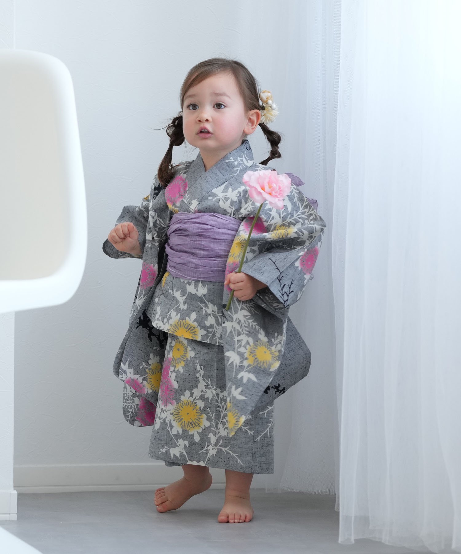 【SALE／15%OFF】utatane utatane*注染工房 日本製小幅生地使用 子供浴衣3点セット...