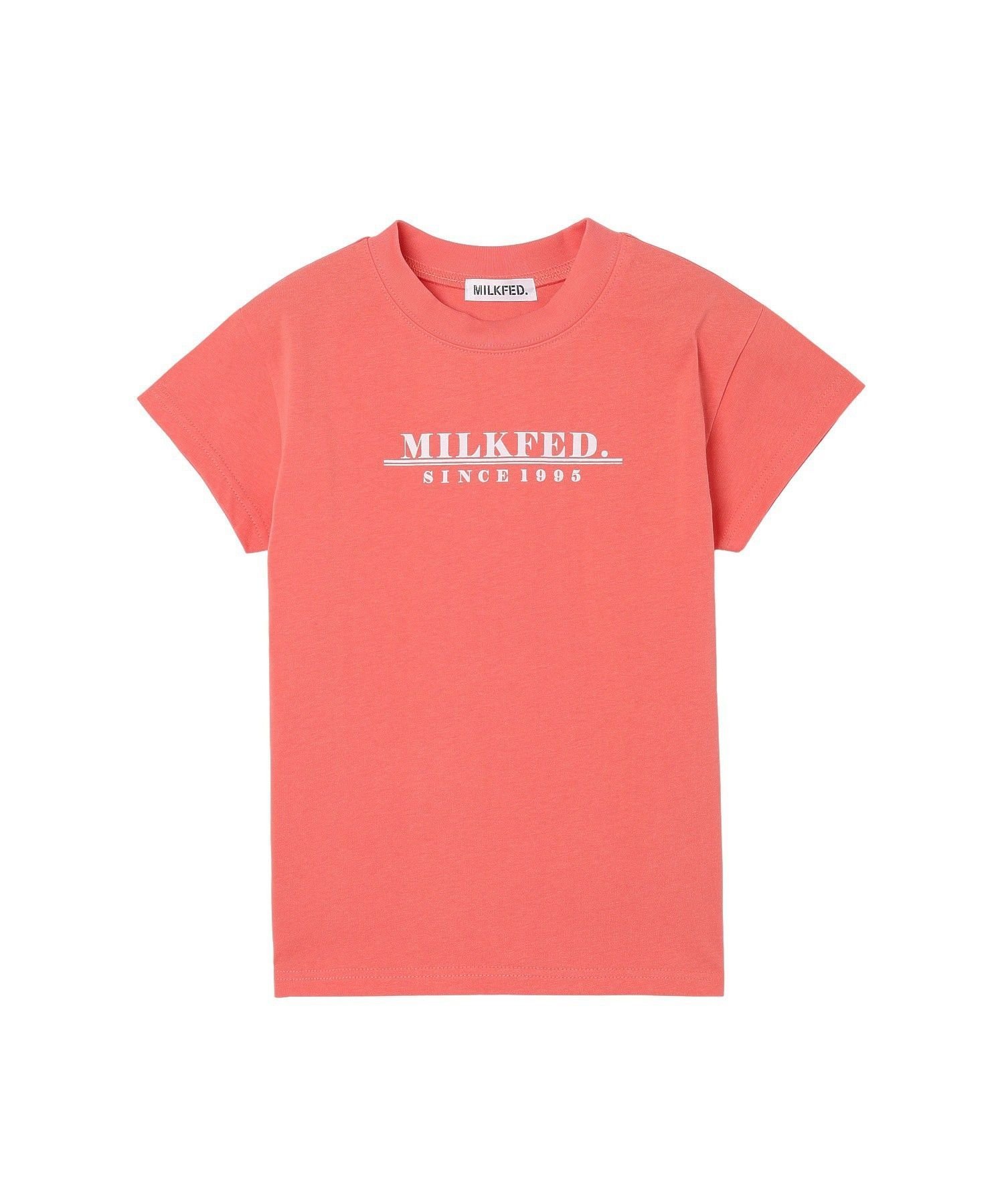 MILKFED. LINE LOGO FRENCH SLEEVE TOP ミルクフェド トップス カットソー・Tシャツ レッド グレー ホワイト