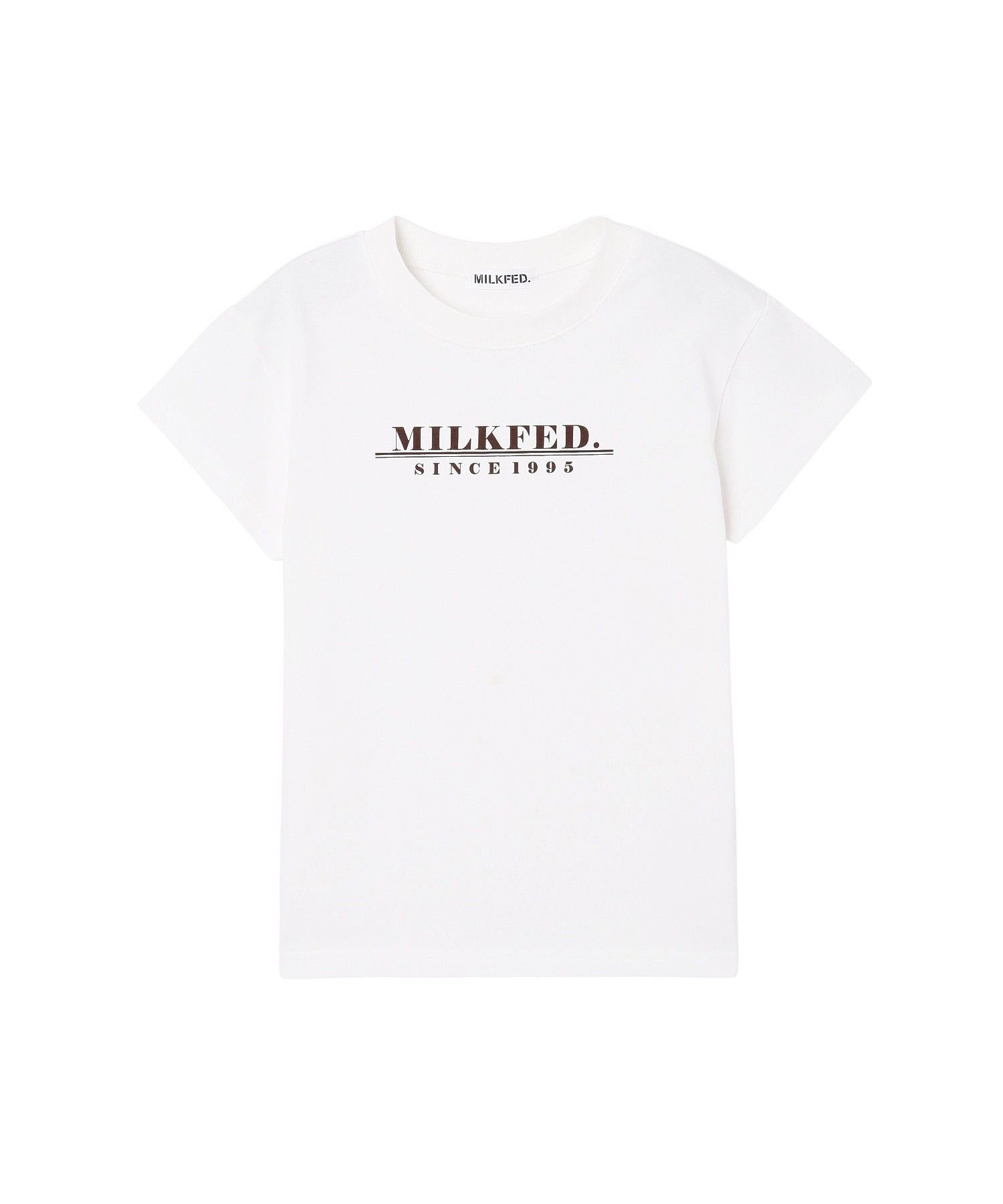 MILKFED. LINE LOGO FRENCH SLEEVE TOP ミルクフェド トップス カットソー・Tシャツ レッド グレー ホワイト