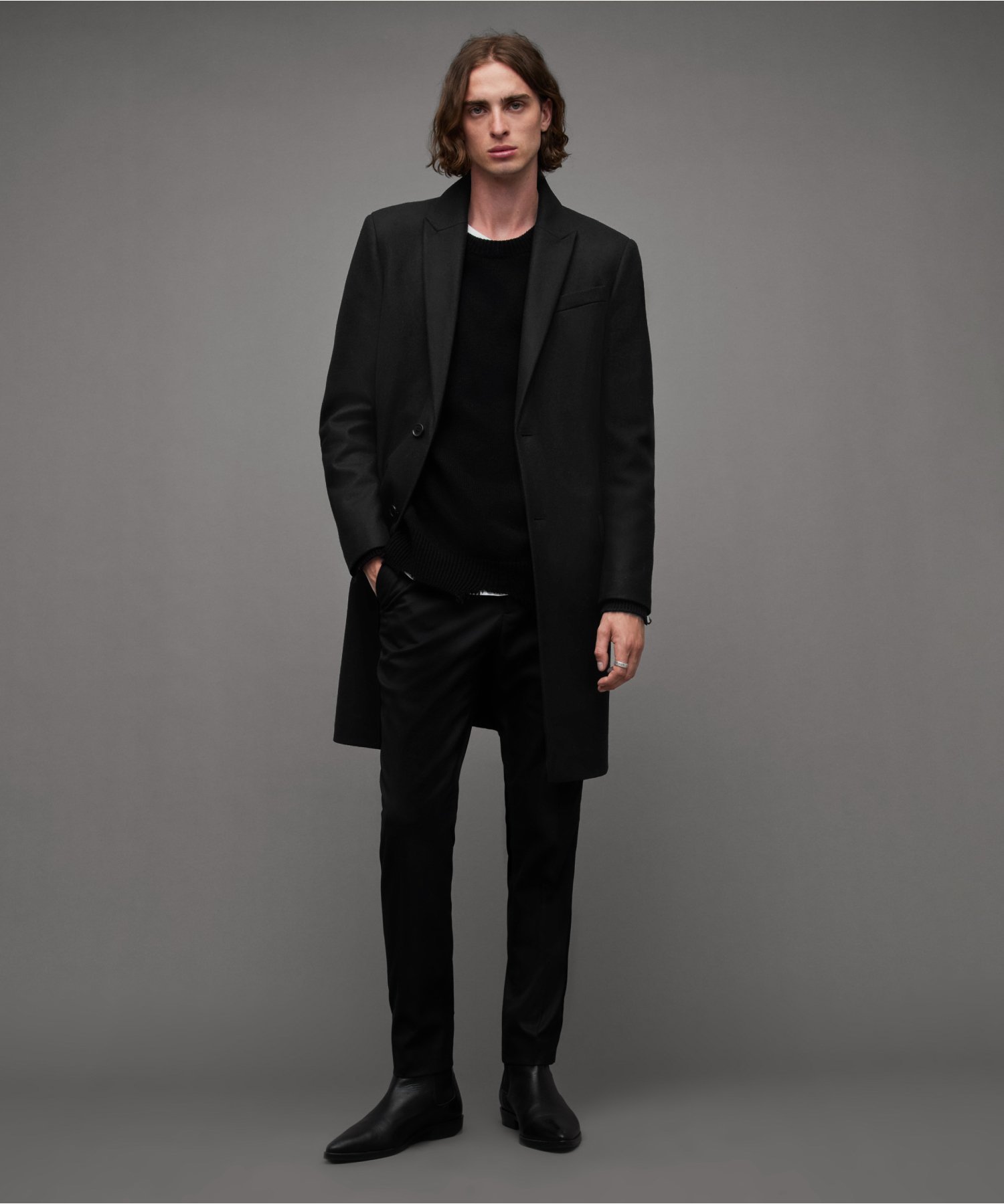 【SALE／30%OFF】ALLSAINTS M JEMISON COAT オールセインツ ジャケット・アウター チェスターコート ブラック【送料無料】