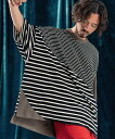 ANGENEHM mt9525-Ripple fabric switching design oversized T-shirt Tシャツ カンビオ トップス カットソー・Tシャツ【送料無料】