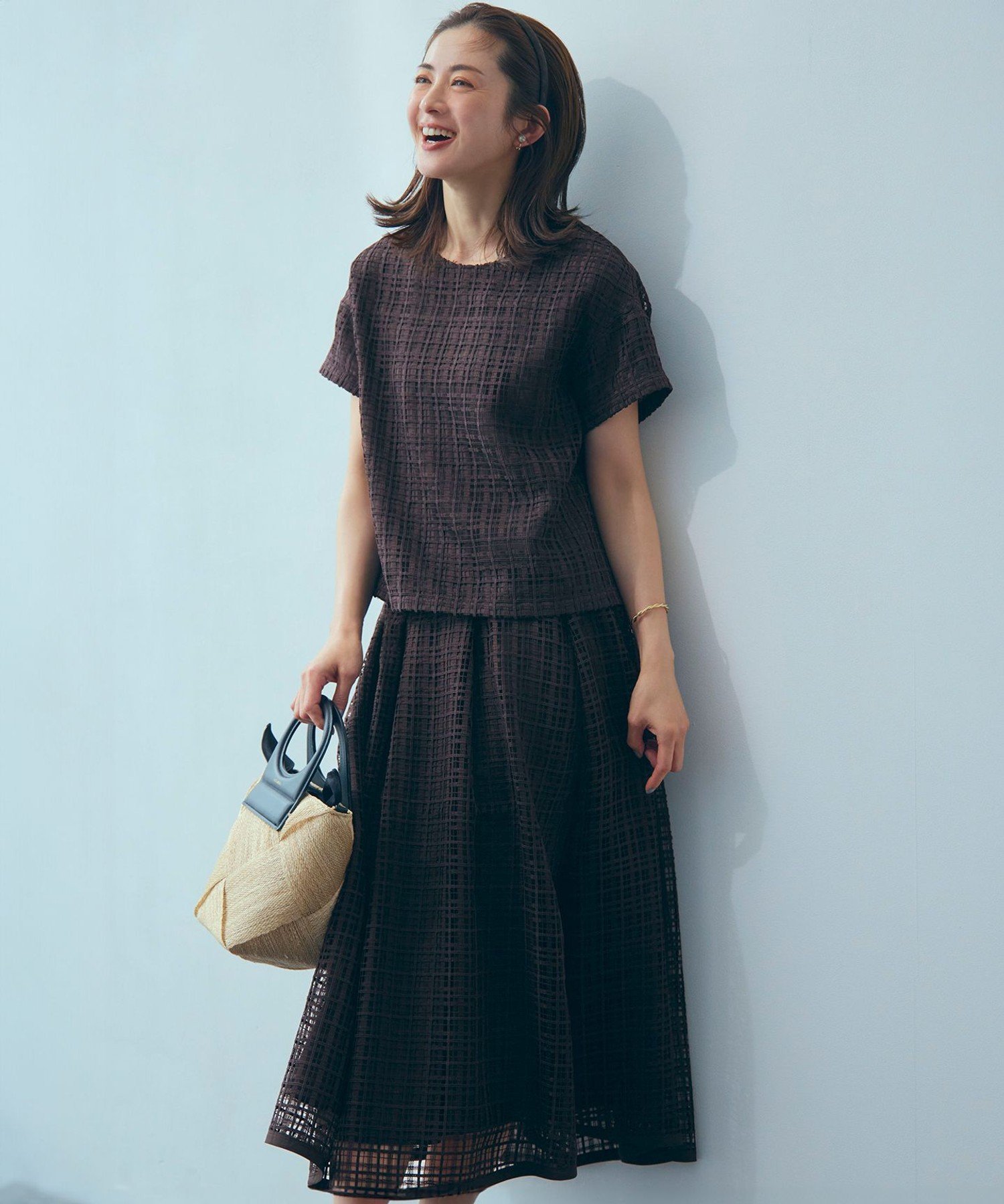 23区 S 【洗える】Broche チェック レース ブラウス ニジュウサンク トップス シャツ・ブラウス ブラック