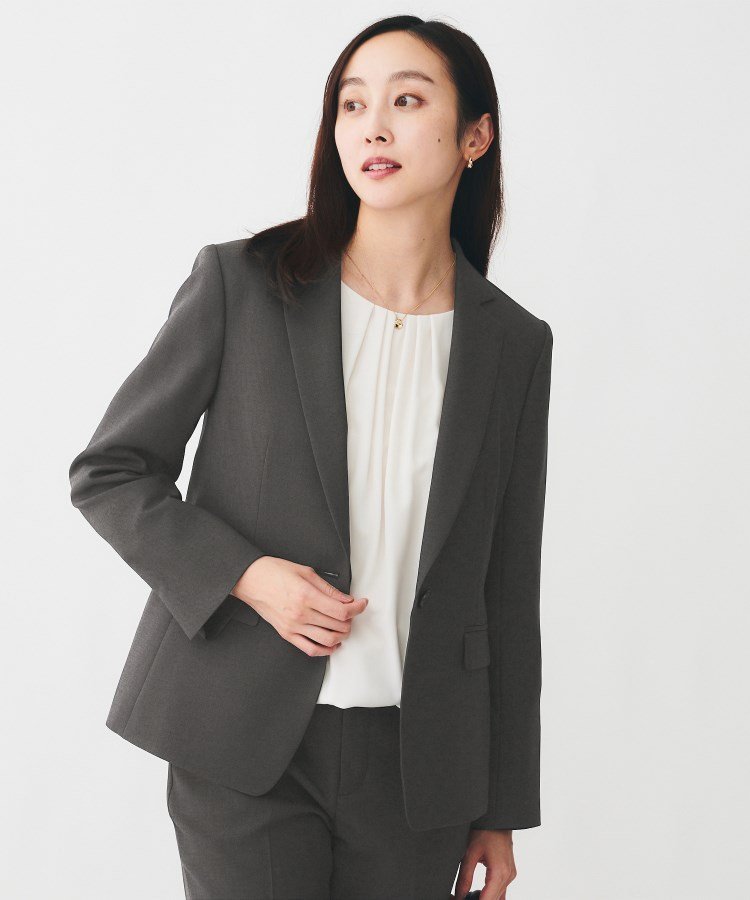 【SALE／15%OFF】UNTITLED 【通勤スーツ/オフィス】ドライメランジ テーラードジャケット アンタイトル ジャケット・アウター テーラードジャケット・ブレザー ベージュ グレー ネイビー【送料無料】