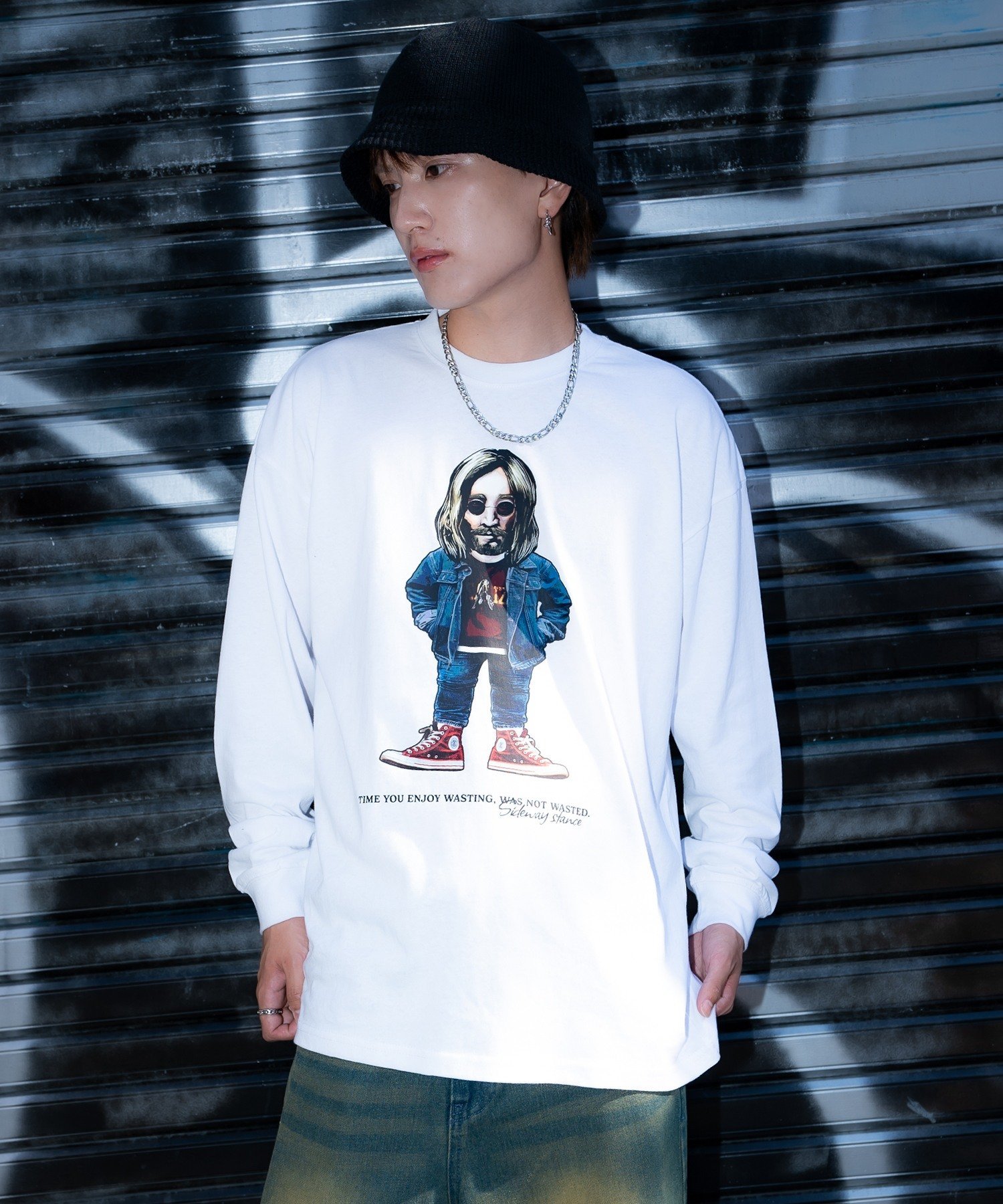 【SALE／53%OFF】SIDEWAY STANCE SIDEWAY STANCE サイドウェイスタンス オールドマン2nd 長袖Tシャツ インプローブス トップス カットソー・Tシャツ ホワイト ブラック