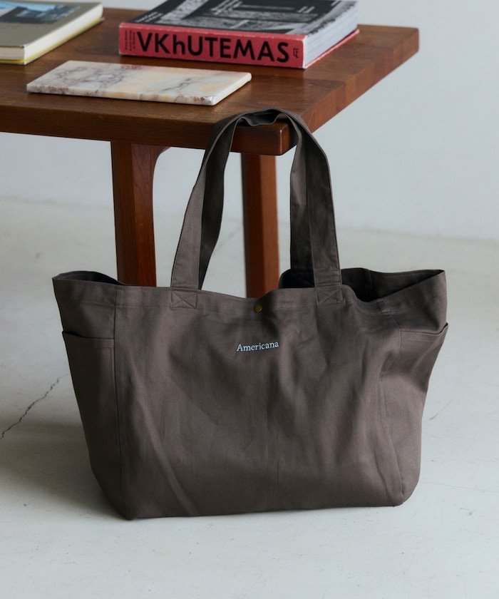 AMERICANA 別注 エンブロイダリー トート L / サイドポケット付き トートバッグ / A4収納可能 25AW フリークスストア バッグ トートバッグ ピンク【送料無料】