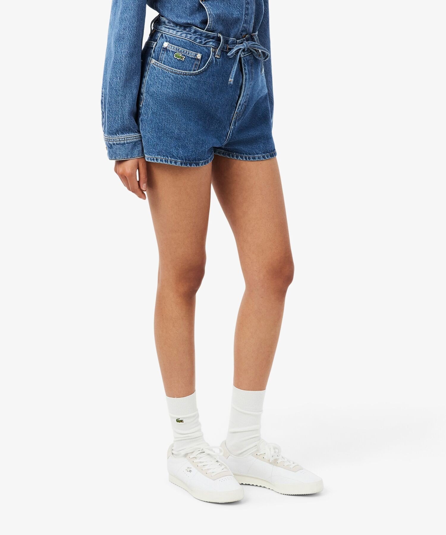 Cotton - LACOSTE ウェストストリングデニムショーツ /ショートパンツ ラコステ パンツ その他のパンツ ブルー【送料無料】