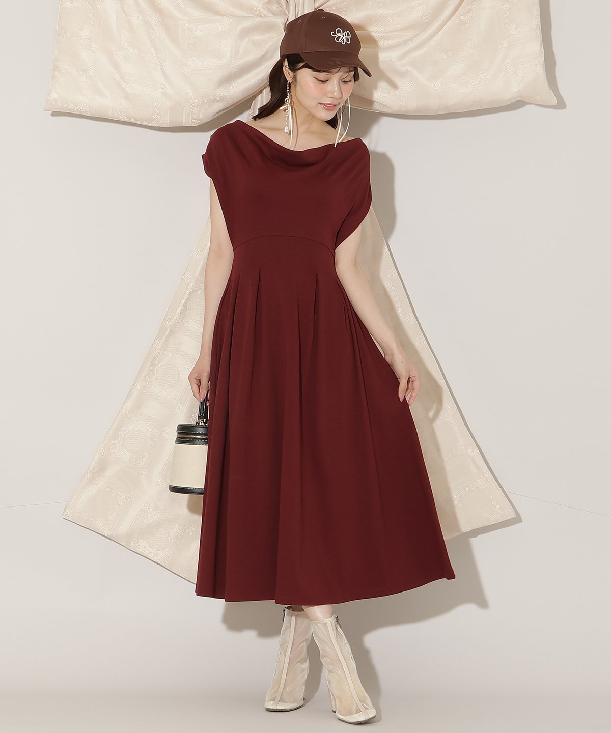 【SALE／40%OFF】WILLSELECTION 2WAYドレープカットワンピース ウィルセレクション ワンピース・ドレス その他のワンピース・ドレス ワインレッド ブラック【送料無料】