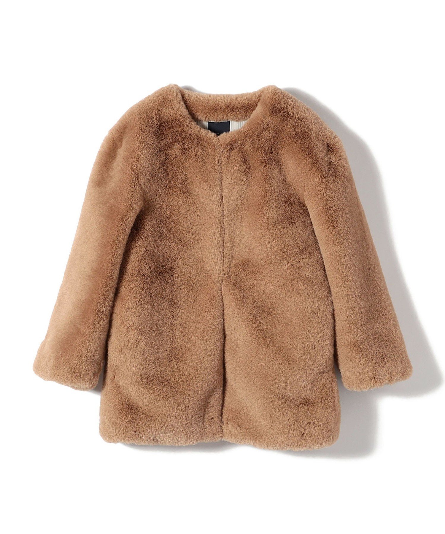 SHIPS WOMEN SHIPS Primary Navy Label:フェイク ファー ノーカラー ハーフ コート シップス ジャケット・アウター その他のジャケット・アウター ベージュ ネイビー【送料無料】のサムネイル