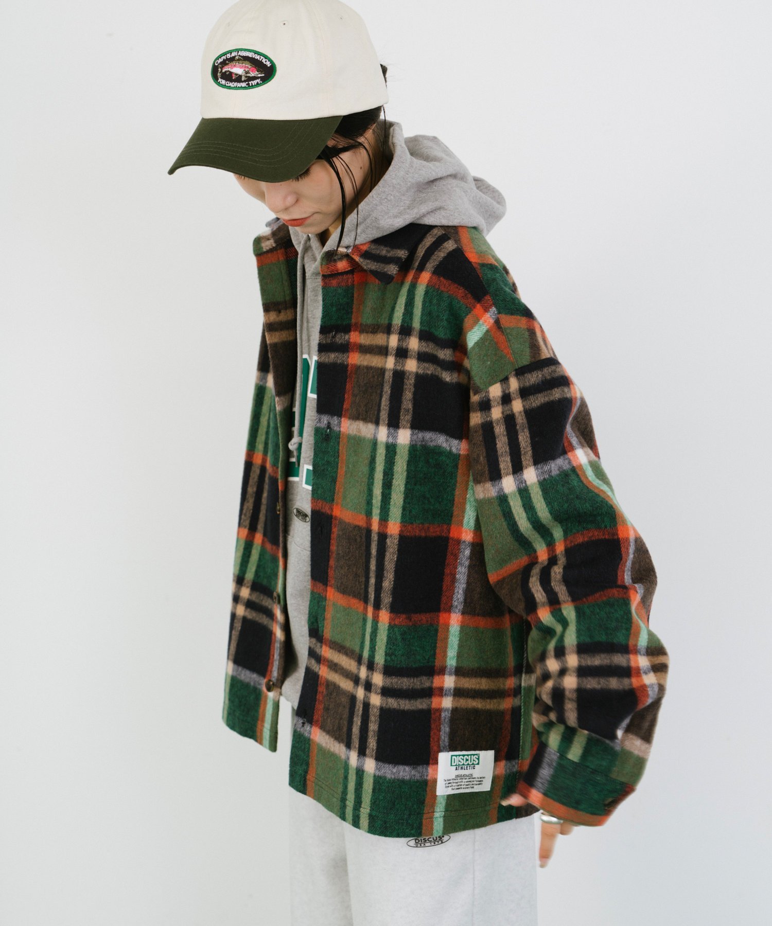 CIAOPANIC TYPY 【DISCUS別注】シャギーチェックシャツジャケット チャオパニックティピー トップス シャツ・ブラウス グリーン オレンジ レッド【送料無料】