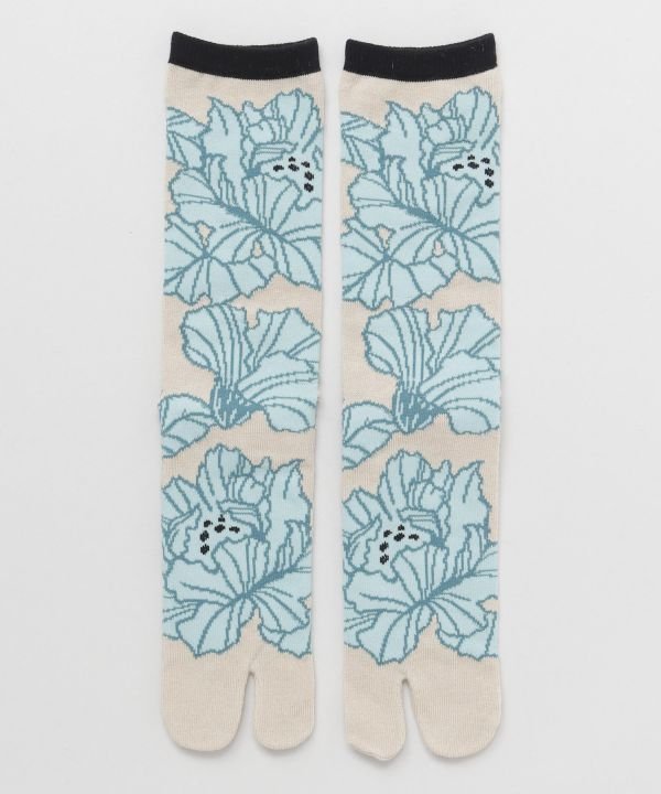 カヤ 【カヤ】花装い浅葱 足袋型くつ下(25-28cm) アミナコレクション 靴下・レッグウェア 靴下 ブルー