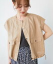 【SALE/50%OFF】le.coeur blanc 《手洗い可能》コットン麻ノーカラーシャツジャケット ルクールブラン ジャケット・アウター ノーカラージャケット ブラック ブラウン ベージュ【送料無料】