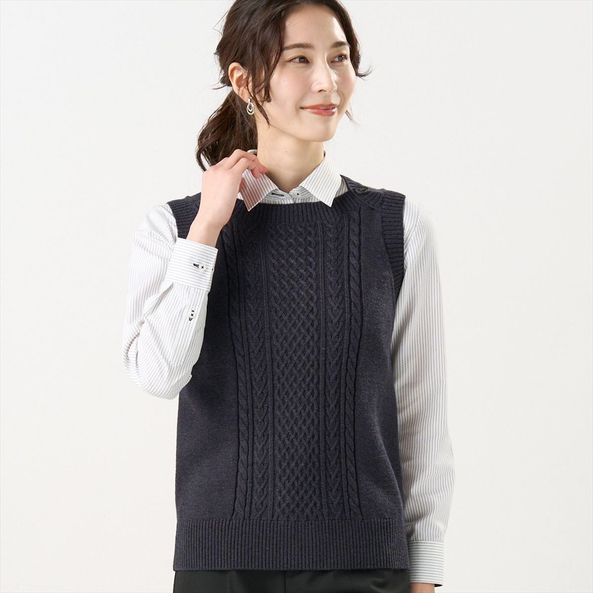 BRICK HOUSE by Tokyo Shirts ニット アンチピリング ボートネック ベスト レディース BL05J501DE50X00..