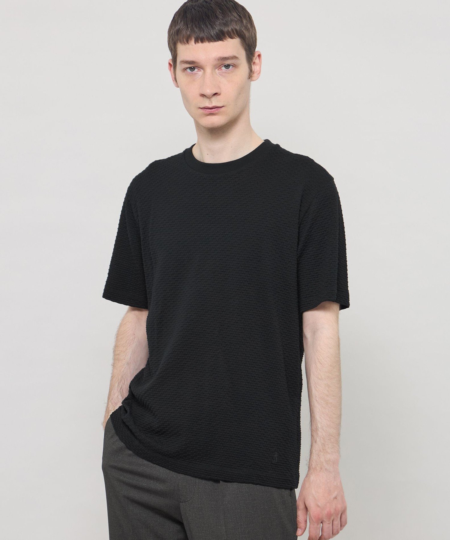 シャーリングジャカードTシャツ マッキントッシュ ロンドン トップス カットソー・Tシャツ パープル ホワイト ネイビー ブラック