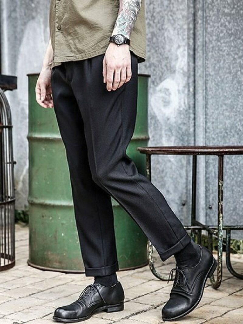 MR.OLIVE レトロポリエステルツイル/スタプレパンツ ミスターオリーブ パンツ スラックス・ドレスパンツ グレー ブラウン ブラック ネイビー グリーン イエロー【送料無料】