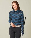 23区 ゴルフウェア レディース 23区GOLF 【WOMEN】白夜ゴルフ柄 長袖シャツ ニジュウサンクゴルフ トップス ポロシャツ ネイビー ホワイト【送料無料】