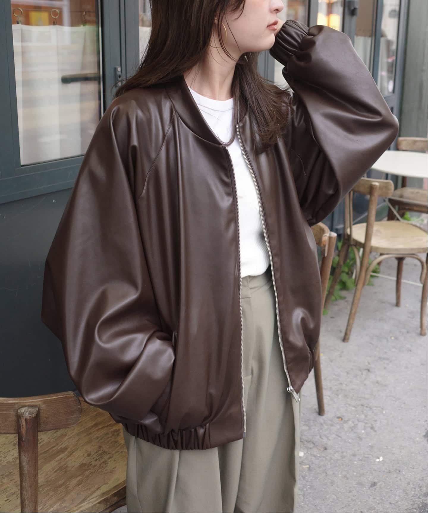 SLOBE IENA LANCER/ランサー SLOBE別注 フェイクレザーブルゾン スローブ イエナ ジャケット・アウター ブルゾン・ジャンパー ブラウン【送料無料】のサムネイル