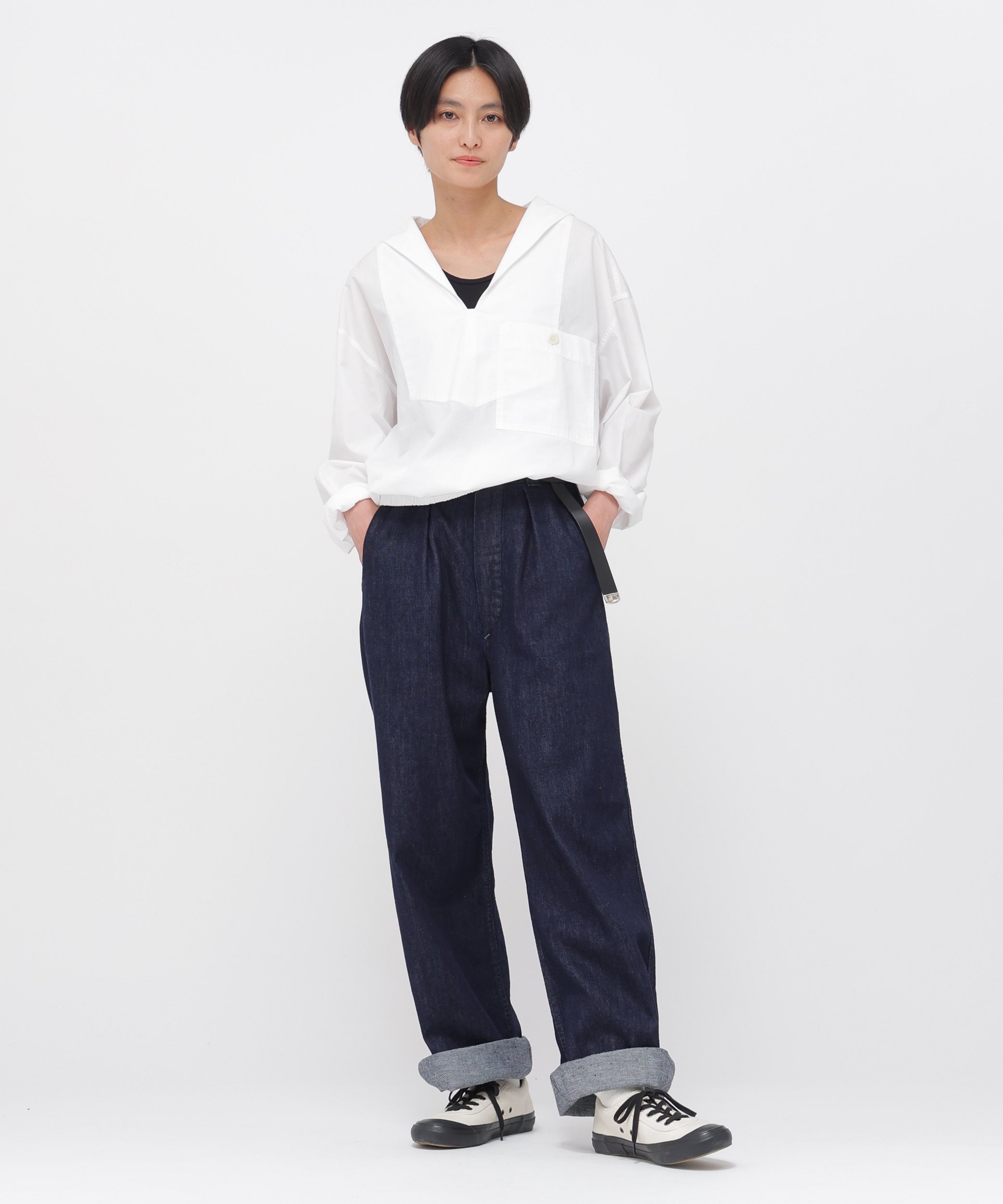 MHL. GARMENT DYE COTTON SHIRTING SHIRT マーガレット・ハウエル トップス シャツ・ブラウス ホワイト グリーン