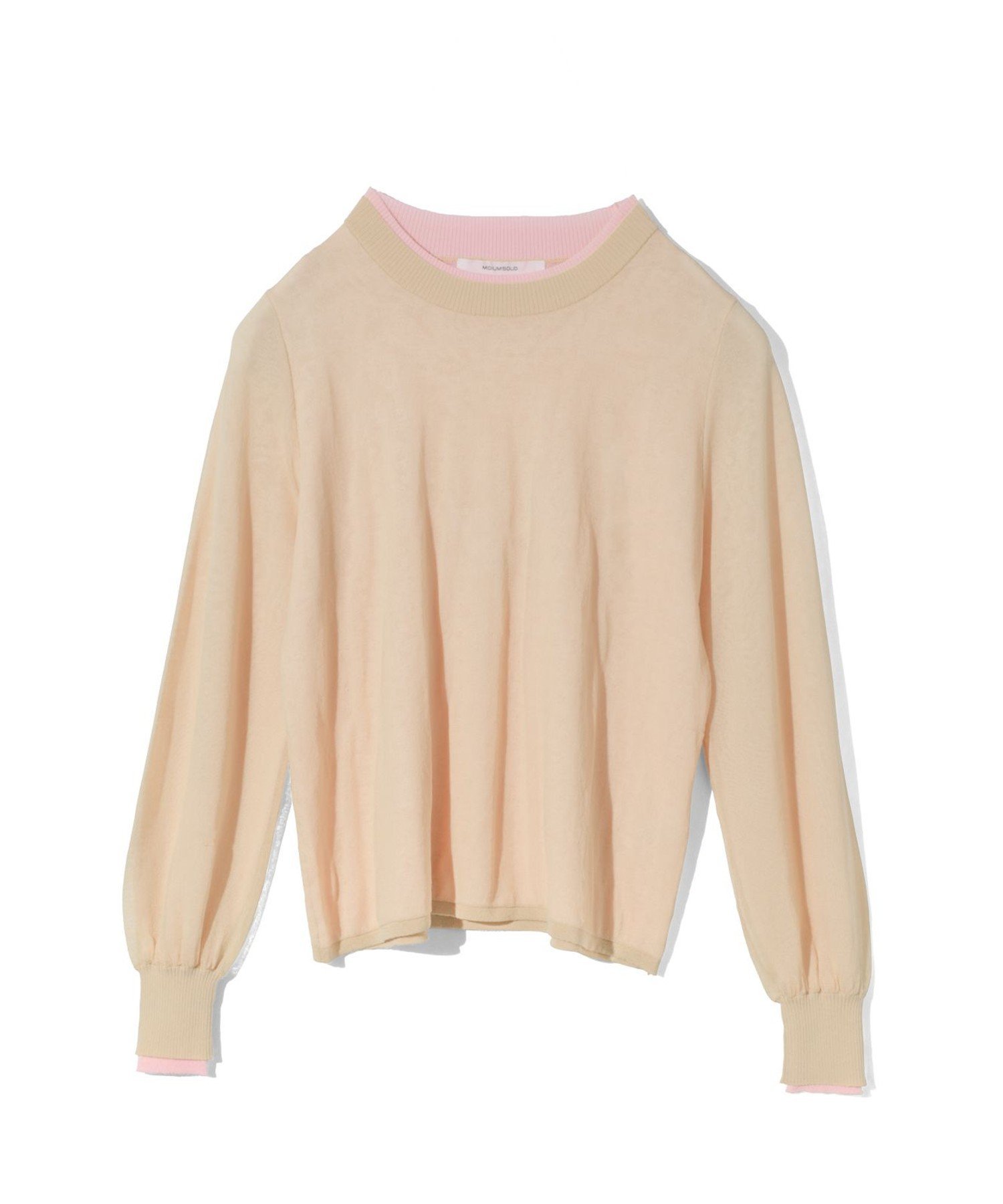 MIDIUMISOLID MIDIUMISOLID for Ladies シアーレイヤードクルーネックプルオーバー マーコート トップス カットソー・Tシャツ ブルー ピンク