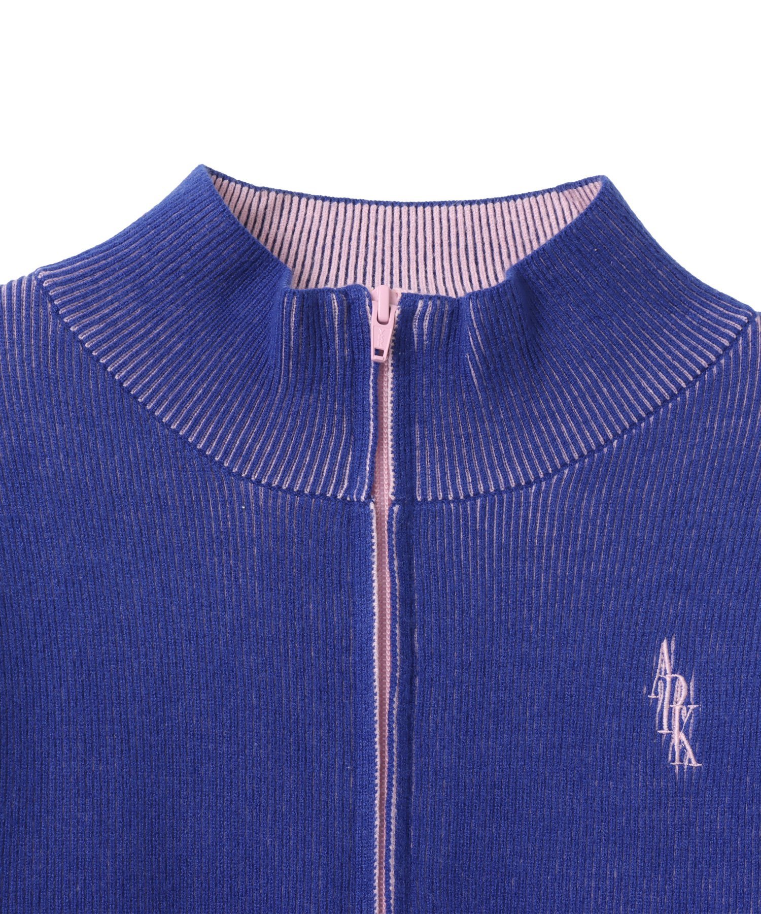 atmos pink atmos pink Rib Knit Zip-up Top BLUE アトモス トップス ニット ブルー