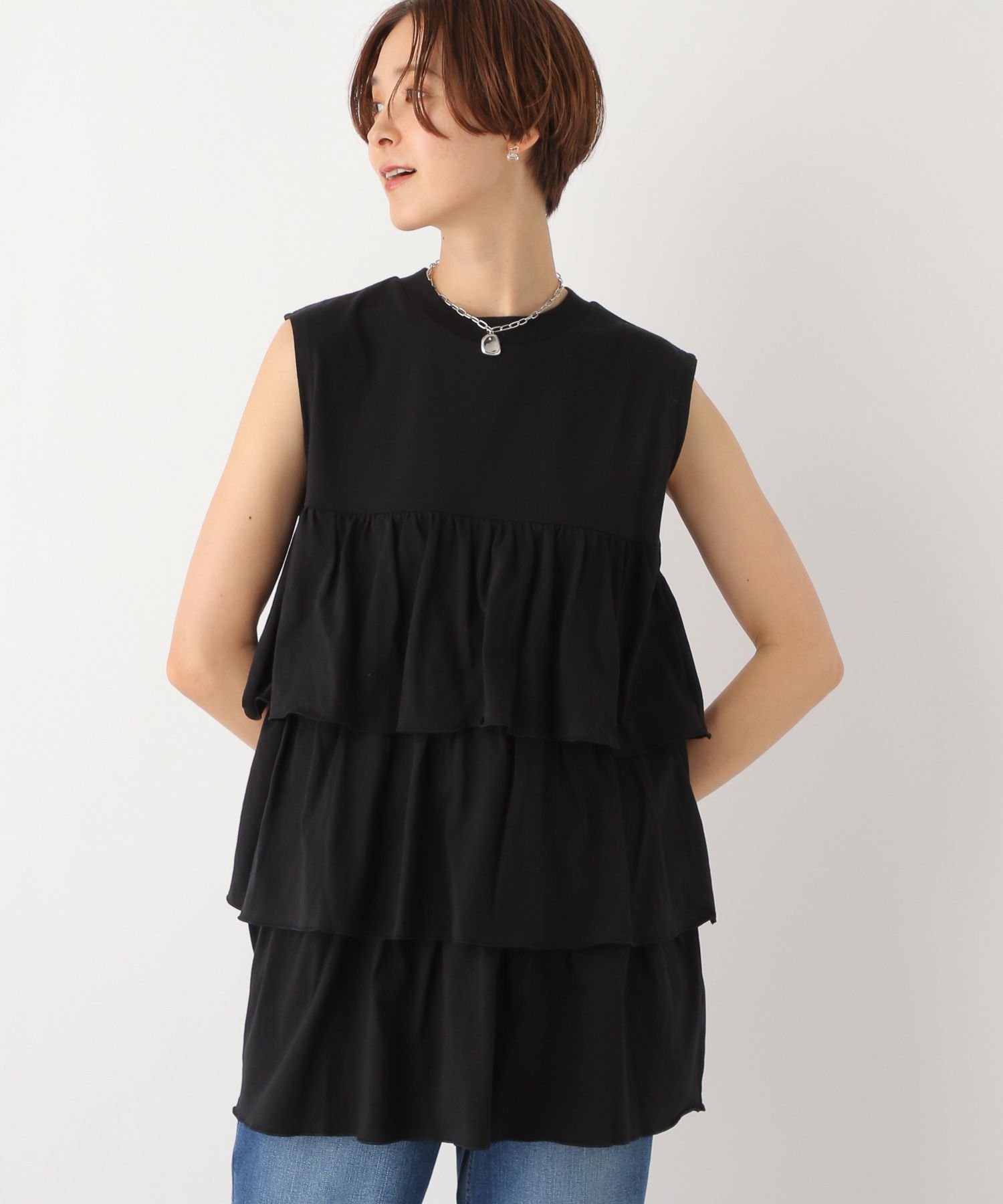 【SALE／20%OFF】LEPSIM (W)ティアードNSTU レプシィム トップス ノースリーブ・タンクトップ ブラック ブルーのサムネイル