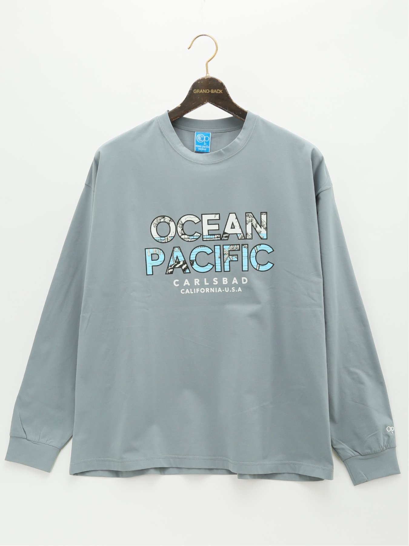 GRAND-BACK 【大きいサイズ】オーシャン パシフィック/Ocean Pacific ロゴプリント クルーネック長袖Tシャツ タカキュー トップス ポロシャツ グレー【送料無料】