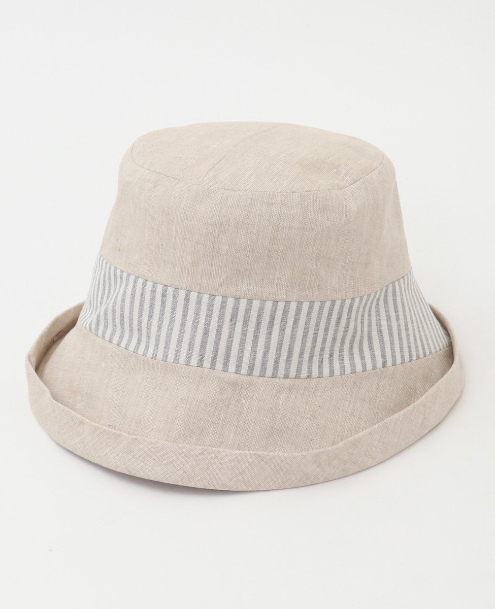 MELROSE CLAIRE 【ナチュラルな風合いのサンドウォッシュリネンハット】 メルローズクレール 帽子 ハット ブラック【送料無料】のサムネイル