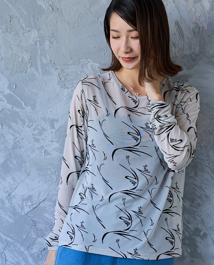 YEVS フロッキーシアープルオーバー イーブス トップス カットソー・Tシャツ グレー ブラック ホワイト【送料無料】(4)