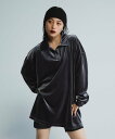 JEANASIS ベロアポロLS ジーナシス トップス ポロシャツ ブラック グレー【送料無料】