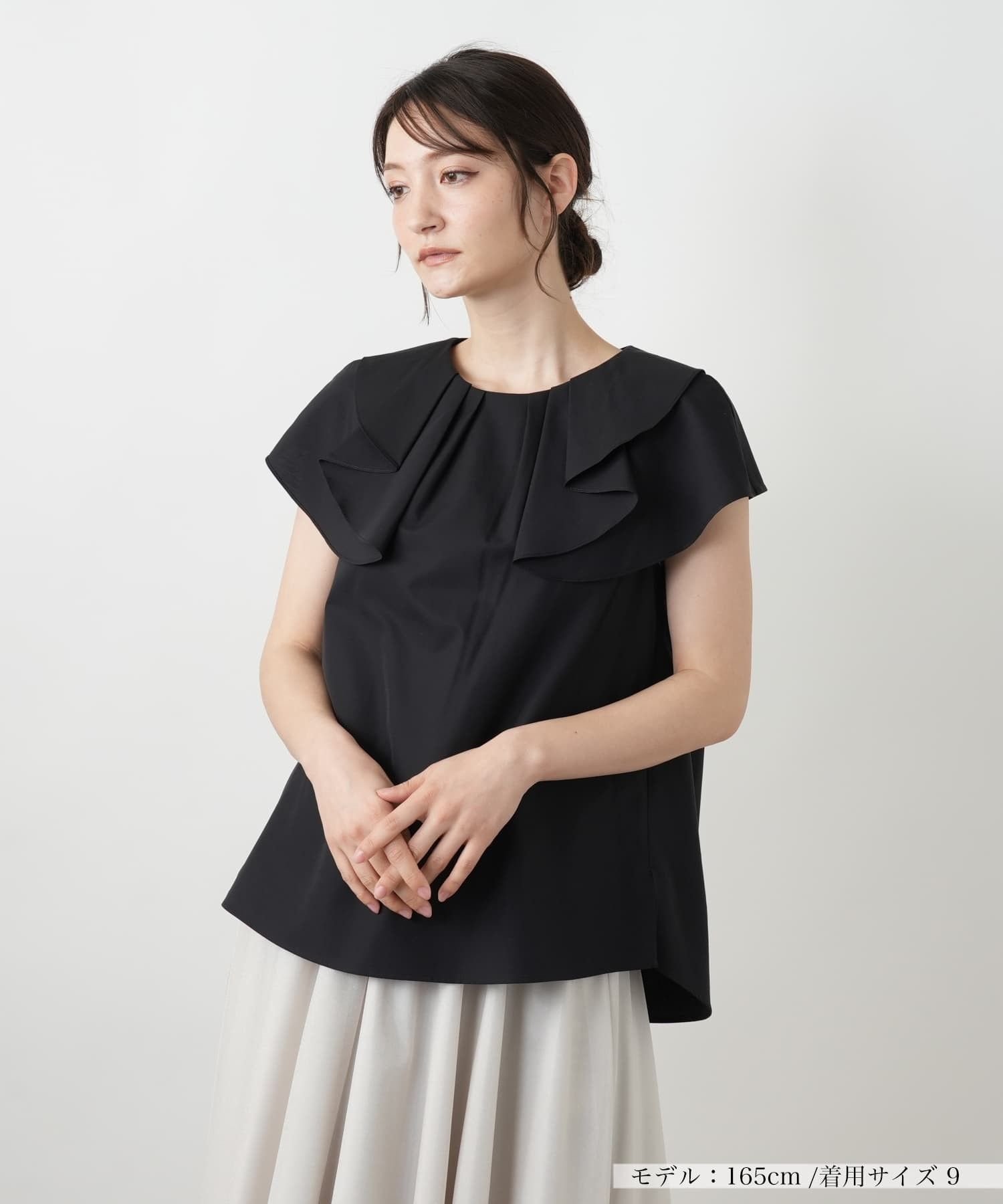 Leilian 【店舗人気】ラッフルブラウス レリアン トップス シャツ・ブラウス ブルー ホワイト ブラック