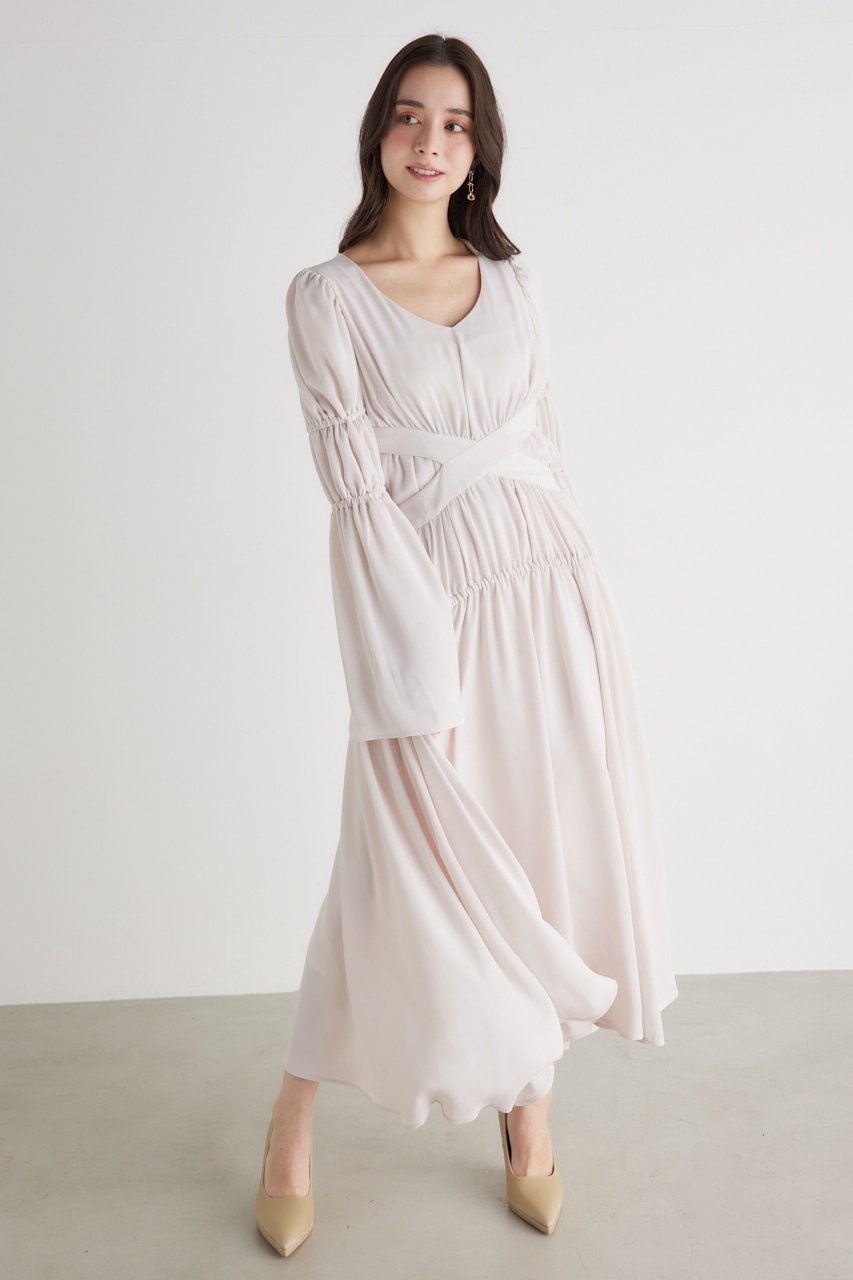 【SALE／30%OFF】rienda クロスBELTギャザーフレアOP リエンダ ワンピース・ドレス ワンピース ホワイト ピンク ネイビー【送料無料】のサムネイル