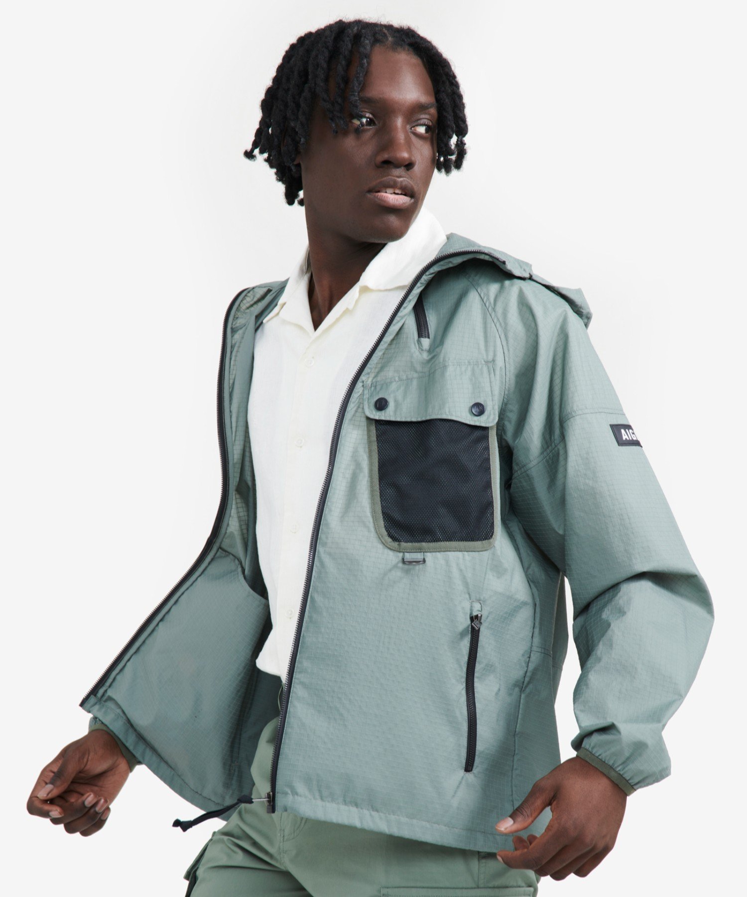 【SALE／30%OFF】AIGLE 撥水 メッシュポケットフーデッドジャケット エーグル ジャケット・アウター ナイロンジャケット グリーン【送料無料】