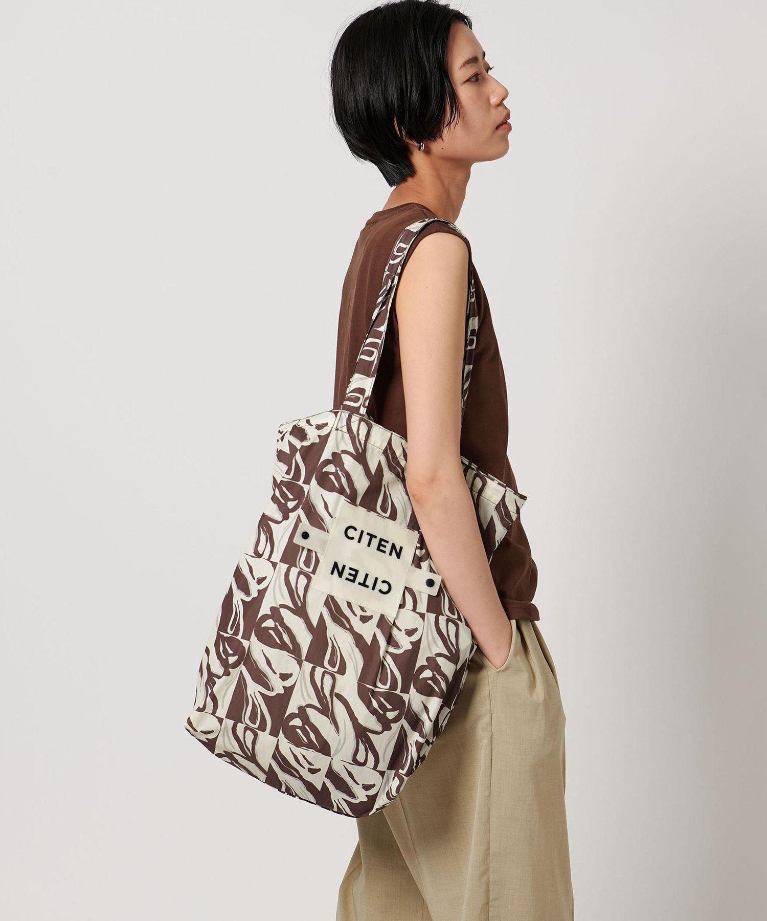 CITEN ＜pinmyself*CITEN＞くるくるパッチントートバッグ シテン バッグ エコバッグ・サブバッグ オレンジ ブラウンのサムネイル