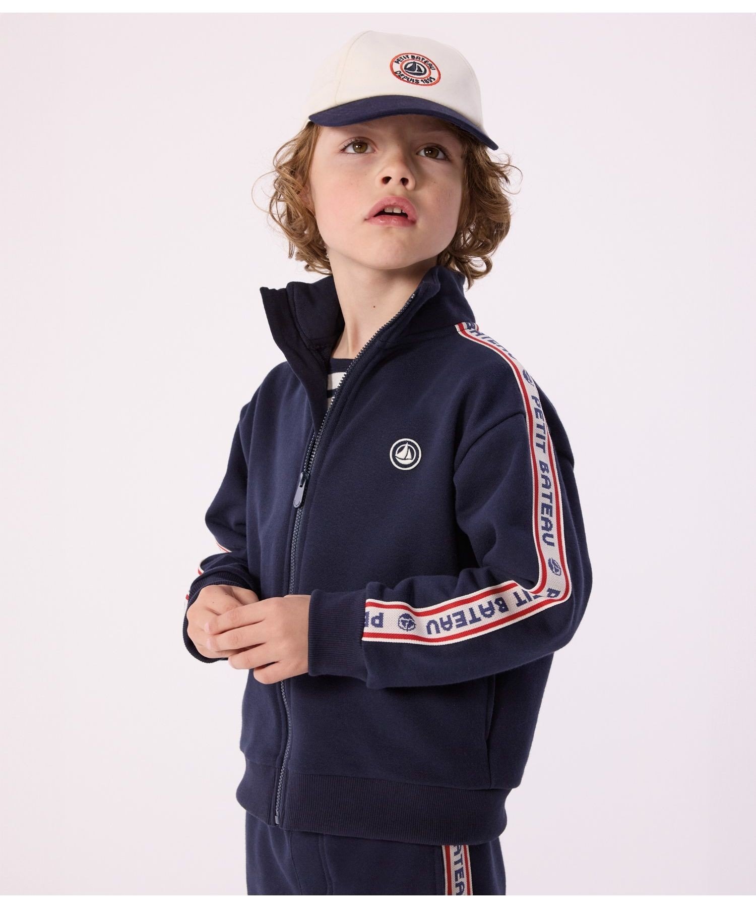 PETIT BATEAU ジップアップスウェット プチバトー トップス スウェット・トレーナー ネイビー【送料無料】