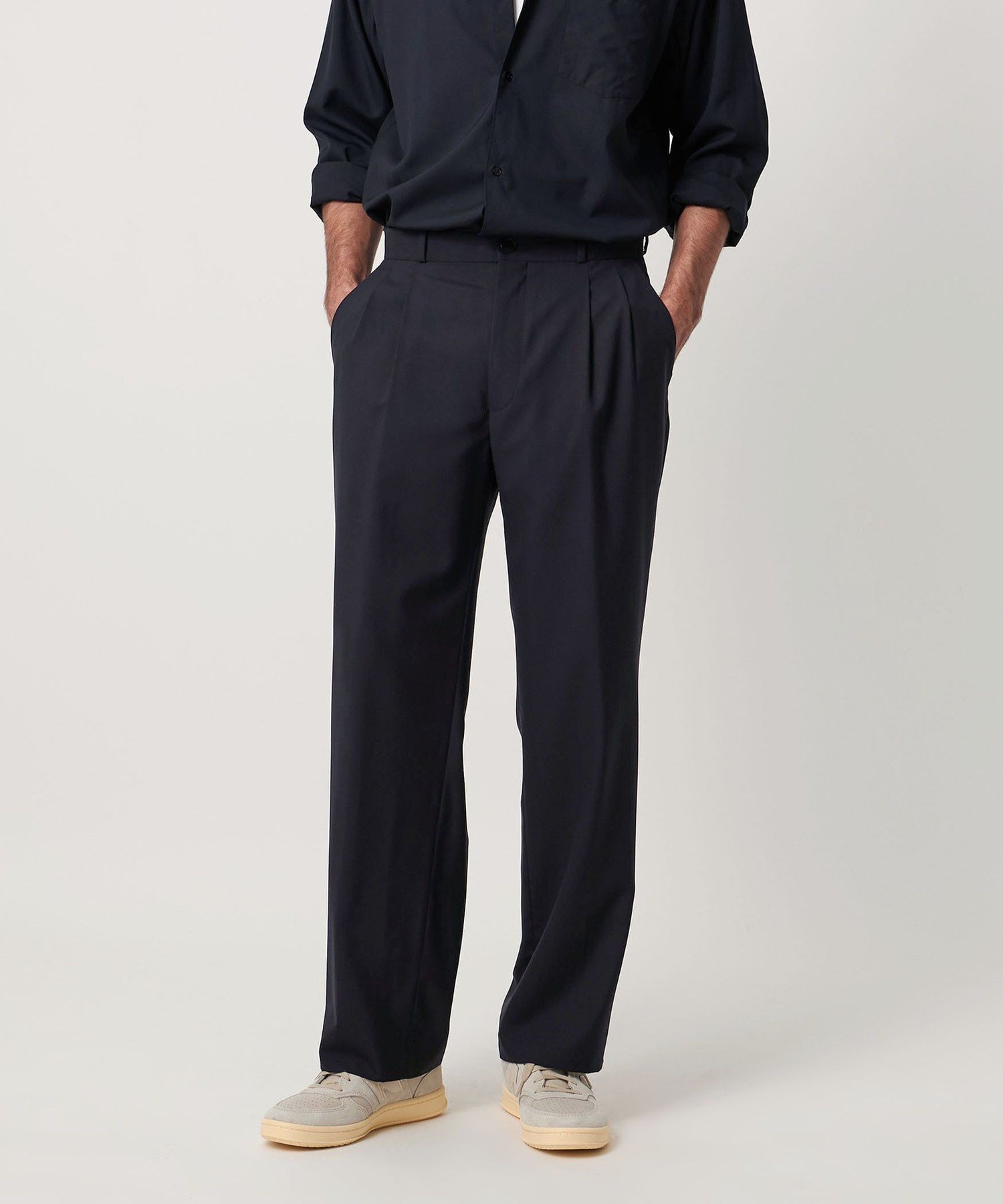 【SALE／30%OFF】UNITED ARROWS ワンフォーティー トロピカル 2プリーツワイドパンツ ユナイテッドアローズ アウトレット パンツ その他のパンツ ネイビー グレー【送料無料】