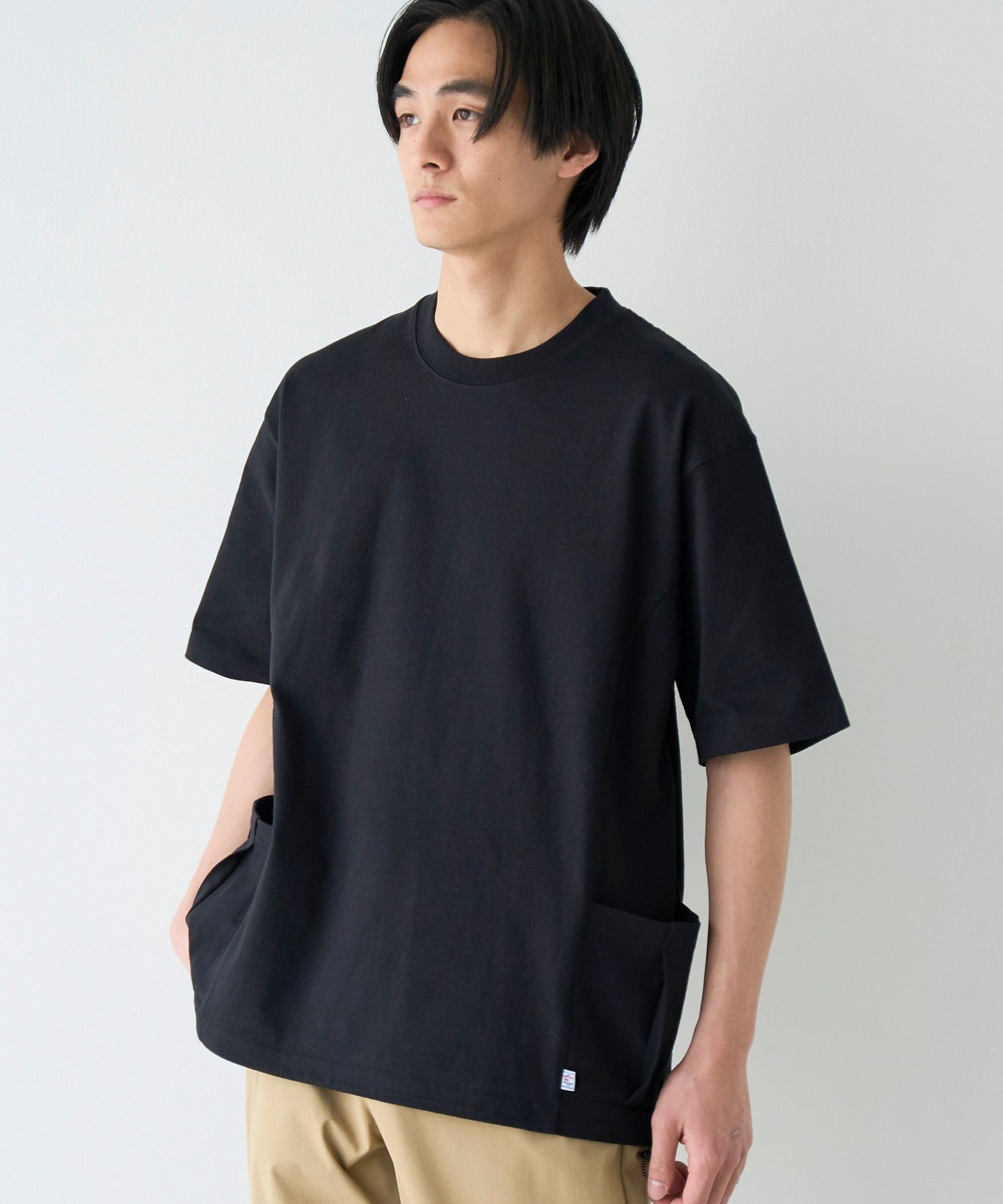 RepurヘビーコットンサイドポケットTシャツ【抗菌性,消臭性】 コーエン トップス カットソー・Tシャツ ブラック ホワイト