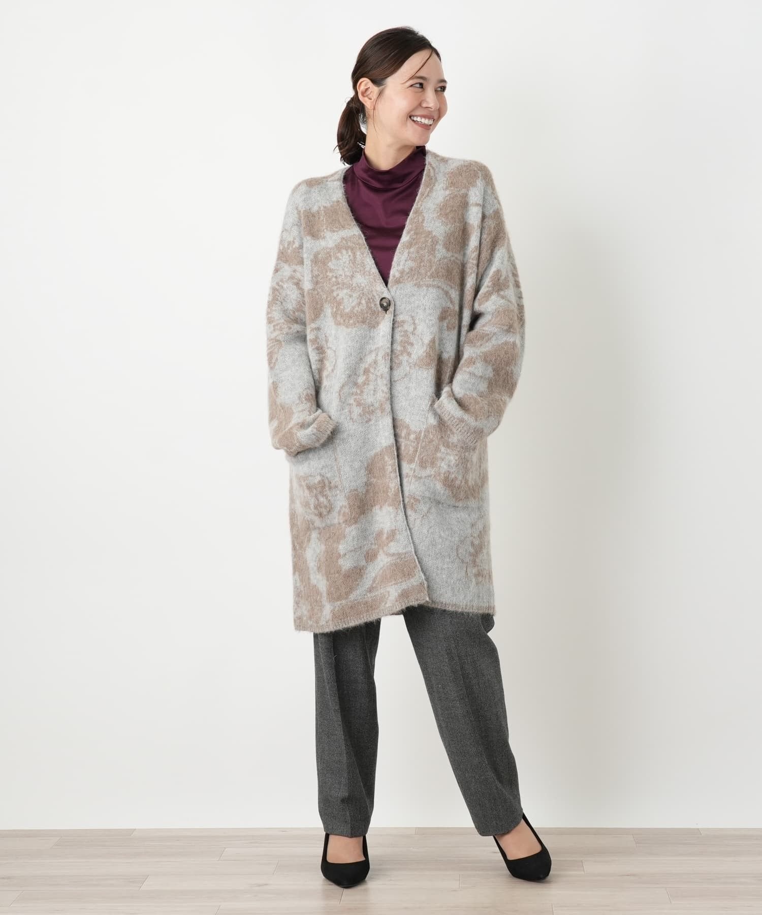 【SALE／52%OFF】Leilian PLUS HOUSE ニットジャケット【BIANCA LANCIA】 レリアン　プラスハウス ジャケット・アウター テーラードジャケット・ブレザー ブラウン ブルー【送料無料】