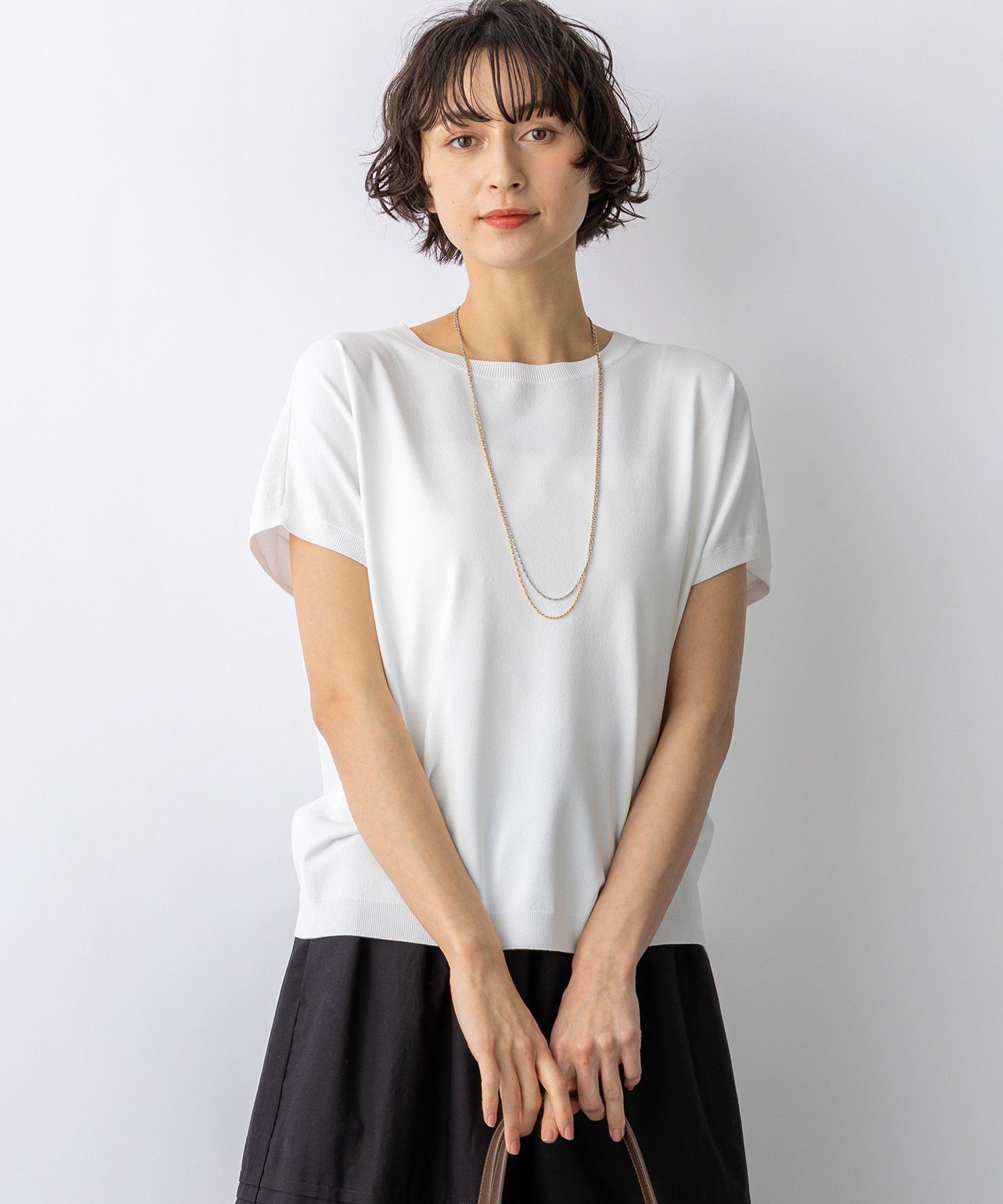23区 S 【新色追加/見上愛さん着用/BAILA掲載】レーヨンポリエステルストレッチ プルオーバー ニット ニジュウサンク トップス ニット オレンジ ネイビー ブラウン ベージュ ホワイト ブラック ピンク