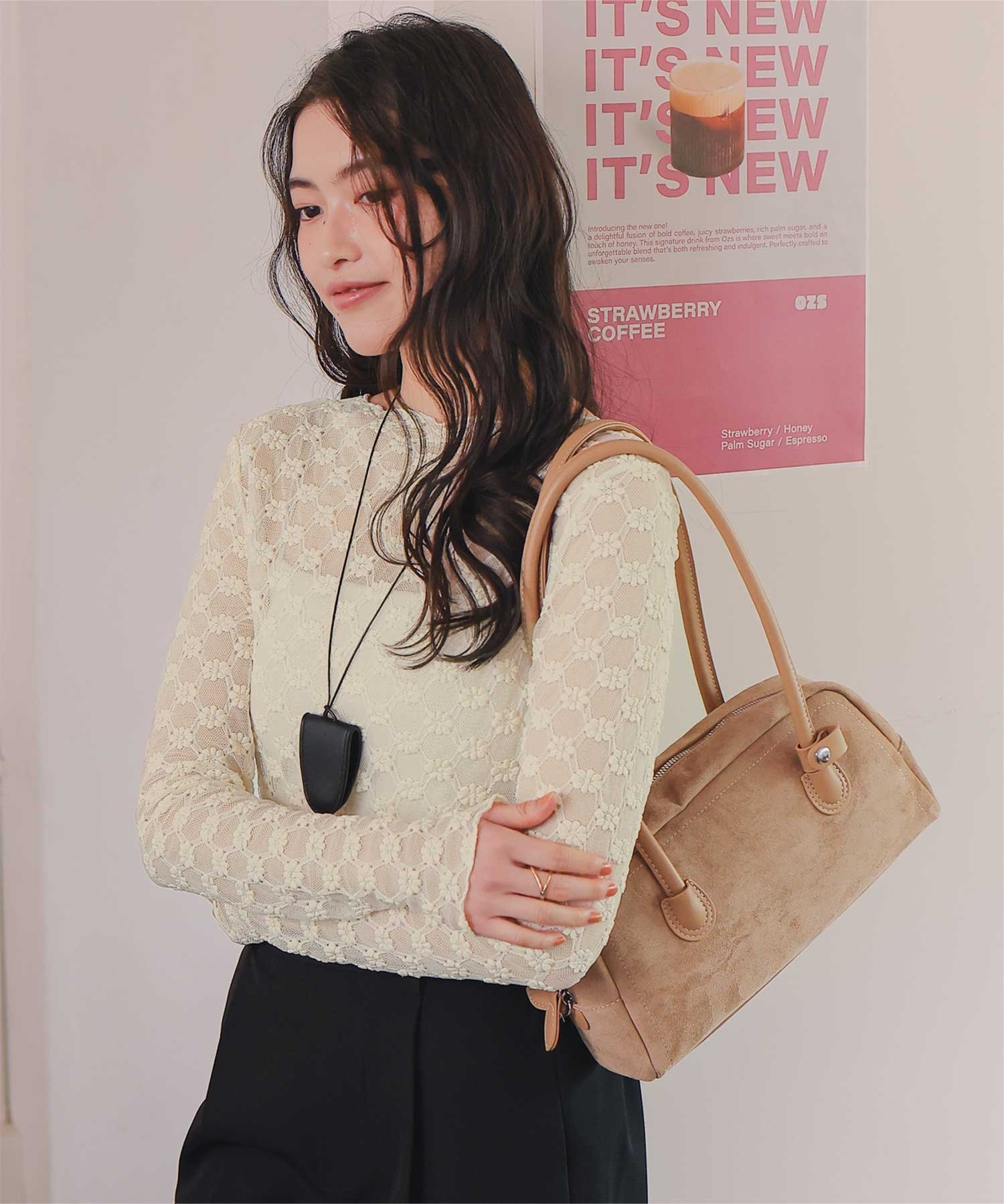 titivate シアー レース トップス カットソー 長袖 透け感 インナー ボートネック レイヤード ティティベイト トップス カットソー・Tシャツ ブラック