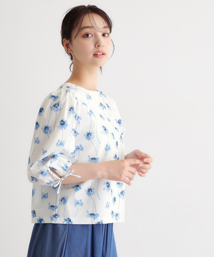 LAURA ASHLEY 【撥水/2WAY】ランズウィック柄 ラッシュガード ローラ アシュレイ トップス カットソー・Tシャツ ブルー