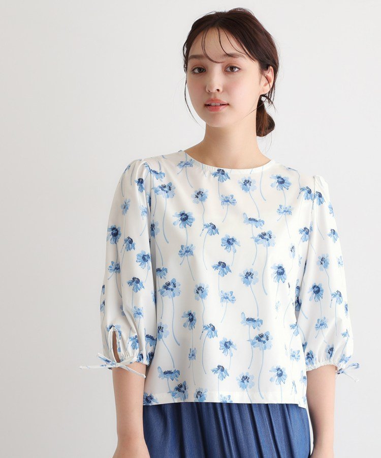 LAURA ASHLEY 【撥水/2WAY】ランズウィック柄 ラッシュガード ローラ アシュレイ トップス カットソー・Tシャツ ブルー
