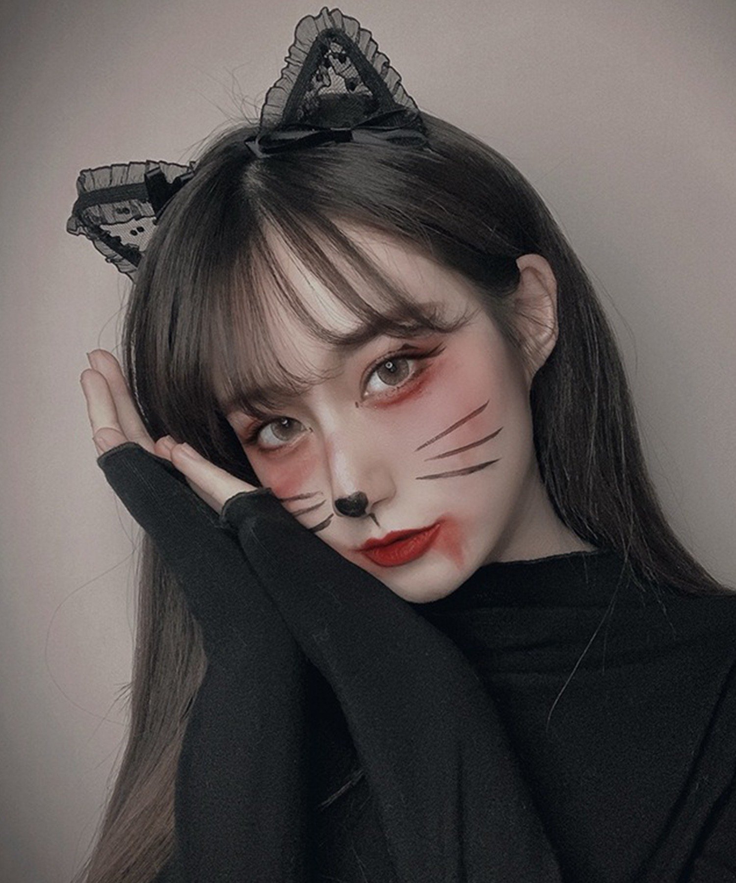 c.u.l レースフリル リボンディテール 猫耳カチューシャ cula1567 チュクラ ヘアアクセサリー カチューシャ・ヘアバンド ブラック
