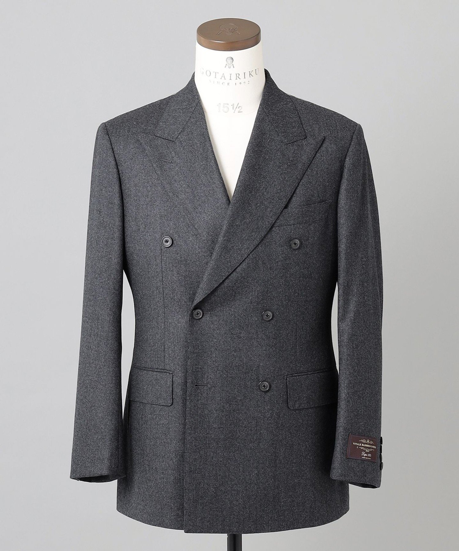GOTAIRIKU 【CANONICO】サキソニー Super 120's ダブルブレストスーツ ゴタイリク スーツ・フォーマル セットアップスーツ グレー【送料無料】