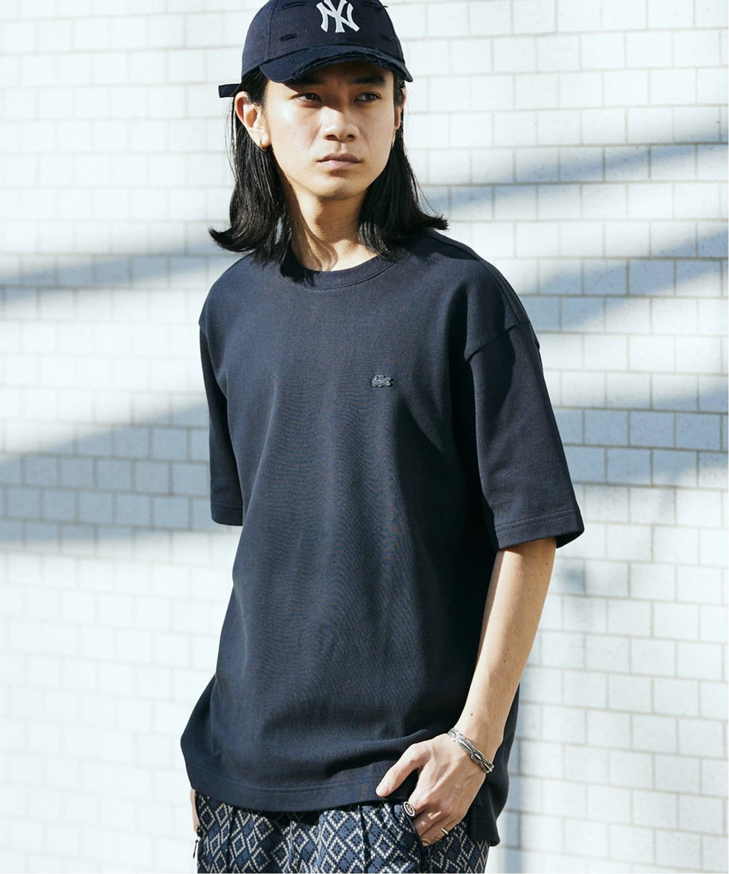 JOURNAL STANDARD LACOSTE * JS / 別注 HEAVY PIQUE C/N Tシャツ ジャーナル スタンダード トップス カットソー・Tシャツ ネイビー【送料無料】