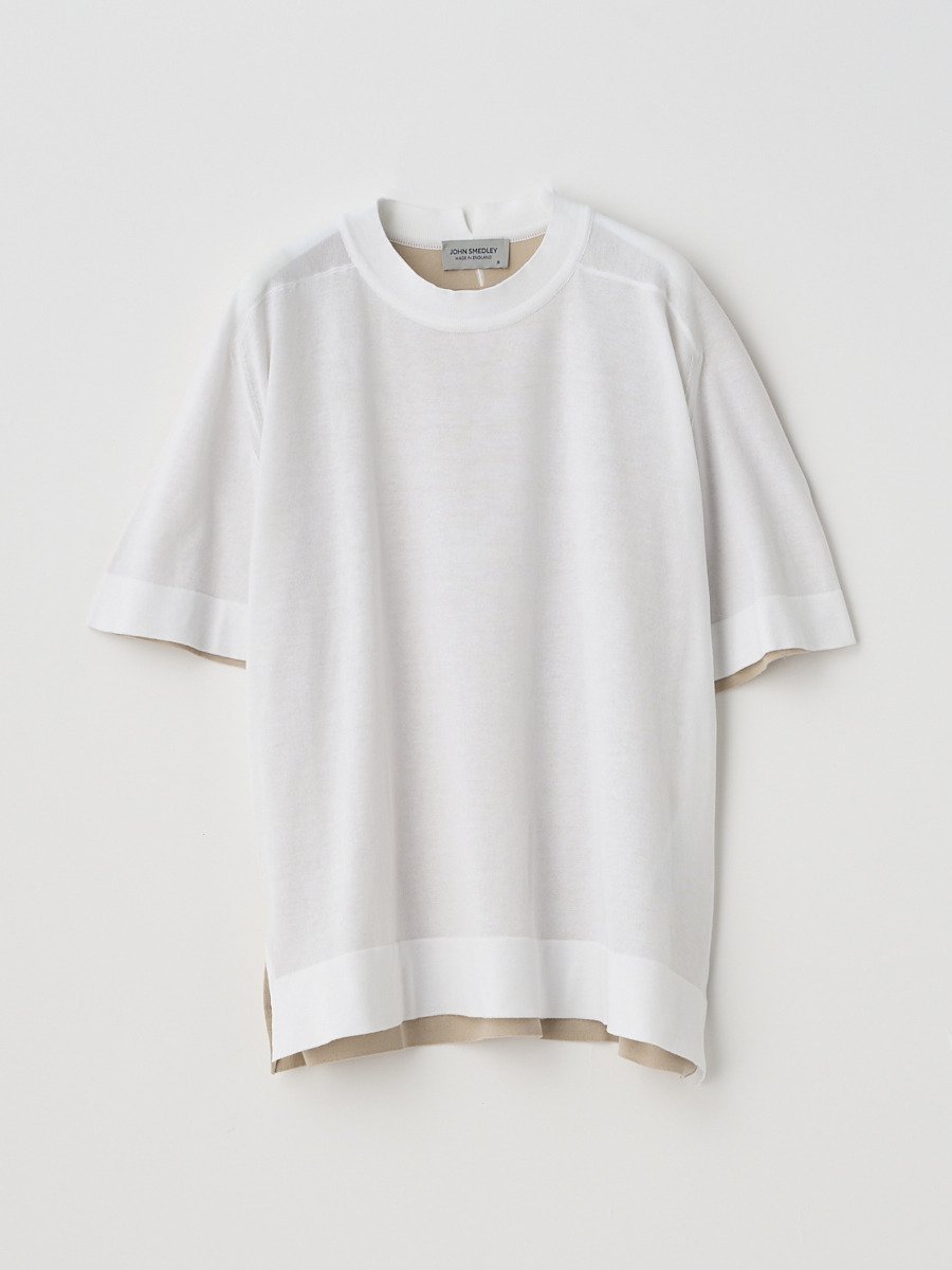 JOHN SMEDLEY Round neck Open welt hem Colour blocked T-shirt  ANSLEY  30G 󥹥ɥ졼 ȥåץ ˥åȡ̵