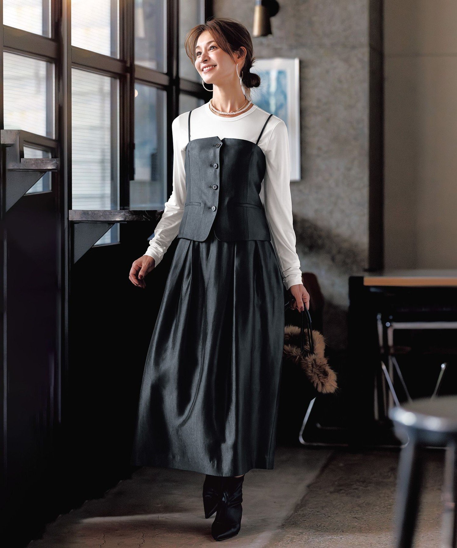 【SALE／40%OFF】UNFILO L 【STORY×UNFILOコラボ】ビスチェセットアップ 3点セット アンフィーロ ジャ..